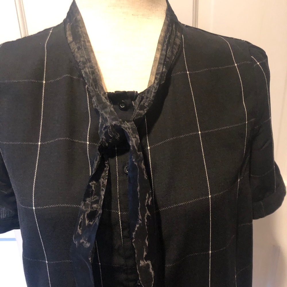 Modcloth Black Silver Shirt Organza Neck Tie NEW - Picture 3 of 9